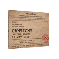 CANTIGNY |  A.E.F. Telegram Canvas | Wall Art |  Picardy Sector– 1st Division