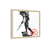 Copy of Vintage Explorer Silhouette with Red Stamp Matte Canvas Framed