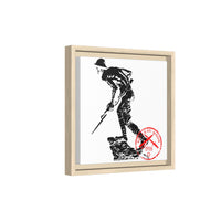 Copy of Vintage Explorer Silhouette with Red Stamp Matte Canvas Framed