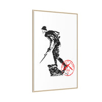 Copy of Vintage Explorer Silhouette with Red Stamp Matte Canvas Framed