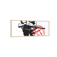 Vintage Explorer Silhouette with Red Stamp Matte Canvas Framed