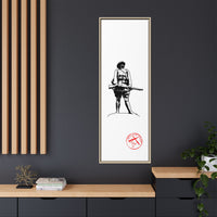 Vintage Explorer Silhouette with Red Stamp Matte Canvas Framed