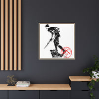 Copy of Vintage Explorer Silhouette with Red Stamp Matte Canvas Framed
