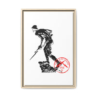 Copy of Vintage Explorer Silhouette with Red Stamp Matte Canvas Framed