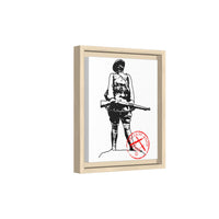 Vintage Explorer Silhouette with Red Stamp Matte Canvas Framed