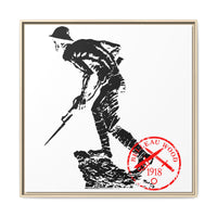 Copy of Vintage Explorer Silhouette with Red Stamp Matte Canvas Framed