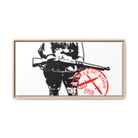 Vintage Explorer Silhouette with Red Stamp Matte Canvas Framed
