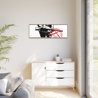 Vintage Explorer Silhouette with Red Stamp Matte Canvas Framed