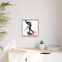 Copy of Vintage Explorer Silhouette with Red Stamp Matte Canvas Framed