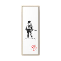 Vintage Explorer Silhouette with Red Stamp Matte Canvas Framed