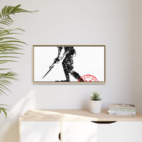 Copy of Vintage Explorer Silhouette with Red Stamp Matte Canvas Framed
