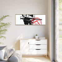 Vintage Explorer Silhouette with Red Stamp Matte Canvas Framed