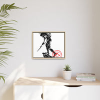 Copy of Vintage Explorer Silhouette with Red Stamp Matte Canvas Framed