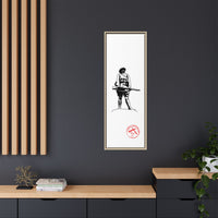 Vintage Explorer Silhouette with Red Stamp Matte Canvas Framed