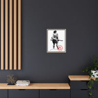 Vintage Explorer Silhouette with Red Stamp Matte Canvas Framed