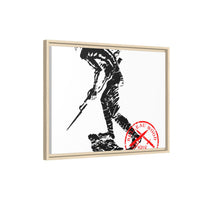 Copy of Vintage Explorer Silhouette with Red Stamp Matte Canvas Framed