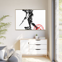 Copy of Vintage Explorer Silhouette with Red Stamp Matte Canvas Framed
