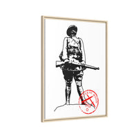 Vintage Explorer Silhouette with Red Stamp Matte Canvas Framed