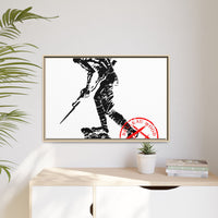 Copy of Vintage Explorer Silhouette with Red Stamp Matte Canvas Framed