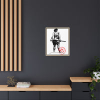 Vintage Explorer Silhouette with Red Stamp Matte Canvas Framed