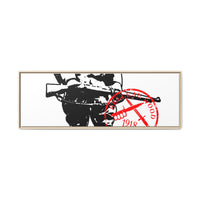 Vintage Explorer Silhouette with Red Stamp Matte Canvas Framed