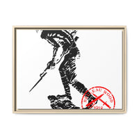 Copy of Vintage Explorer Silhouette with Red Stamp Matte Canvas Framed