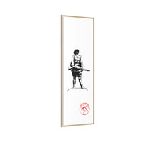 Vintage Explorer Silhouette with Red Stamp Matte Canvas Framed