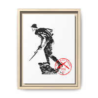 Copy of Vintage Explorer Silhouette with Red Stamp Matte Canvas Framed