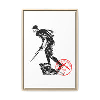 Copy of Vintage Explorer Silhouette with Red Stamp Matte Canvas Framed