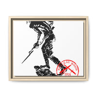 Copy of Vintage Explorer Silhouette with Red Stamp Matte Canvas Framed