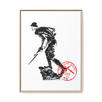 Copy of Vintage Explorer Silhouette with Red Stamp Matte Canvas Framed