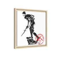 Copy of Vintage Explorer Silhouette with Red Stamp Matte Canvas Framed