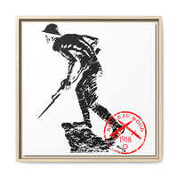 Copy of Vintage Explorer Silhouette with Red Stamp Matte Canvas Framed