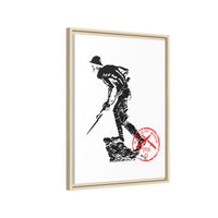 Copy of Vintage Explorer Silhouette with Red Stamp Matte Canvas Framed