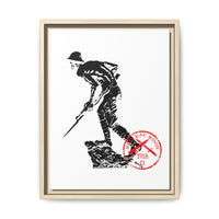 Copy of Vintage Explorer Silhouette with Red Stamp Matte Canvas Framed