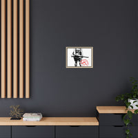 Vintage Explorer Silhouette with Red Stamp Matte Canvas Framed