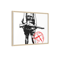 Vintage Explorer Silhouette with Red Stamp Matte Canvas Framed