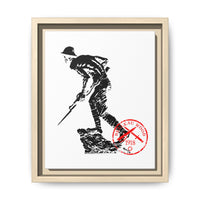 Copy of Vintage Explorer Silhouette with Red Stamp Matte Canvas Framed