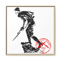 Copy of Vintage Explorer Silhouette with Red Stamp Matte Canvas Framed