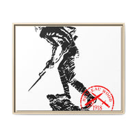 Copy of Vintage Explorer Silhouette with Red Stamp Matte Canvas Framed