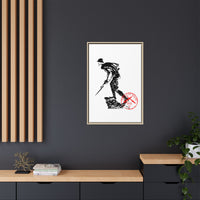 Copy of Vintage Explorer Silhouette with Red Stamp Matte Canvas Framed