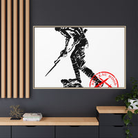 Copy of Vintage Explorer Silhouette with Red Stamp Matte Canvas Framed