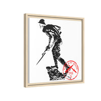 Copy of Vintage Explorer Silhouette with Red Stamp Matte Canvas Framed