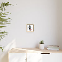Vintage Explorer Silhouette with Red Stamp Matte Canvas Framed