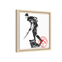 Copy of Vintage Explorer Silhouette with Red Stamp Matte Canvas Framed