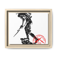 Copy of Vintage Explorer Silhouette with Red Stamp Matte Canvas Framed