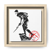Copy of Vintage Explorer Silhouette with Red Stamp Matte Canvas Framed