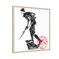 Copy of Vintage Explorer Silhouette with Red Stamp Matte Canvas Framed