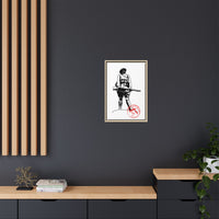 Vintage Explorer Silhouette with Red Stamp Matte Canvas Framed