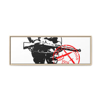Vintage Explorer Silhouette with Red Stamp Matte Canvas Framed